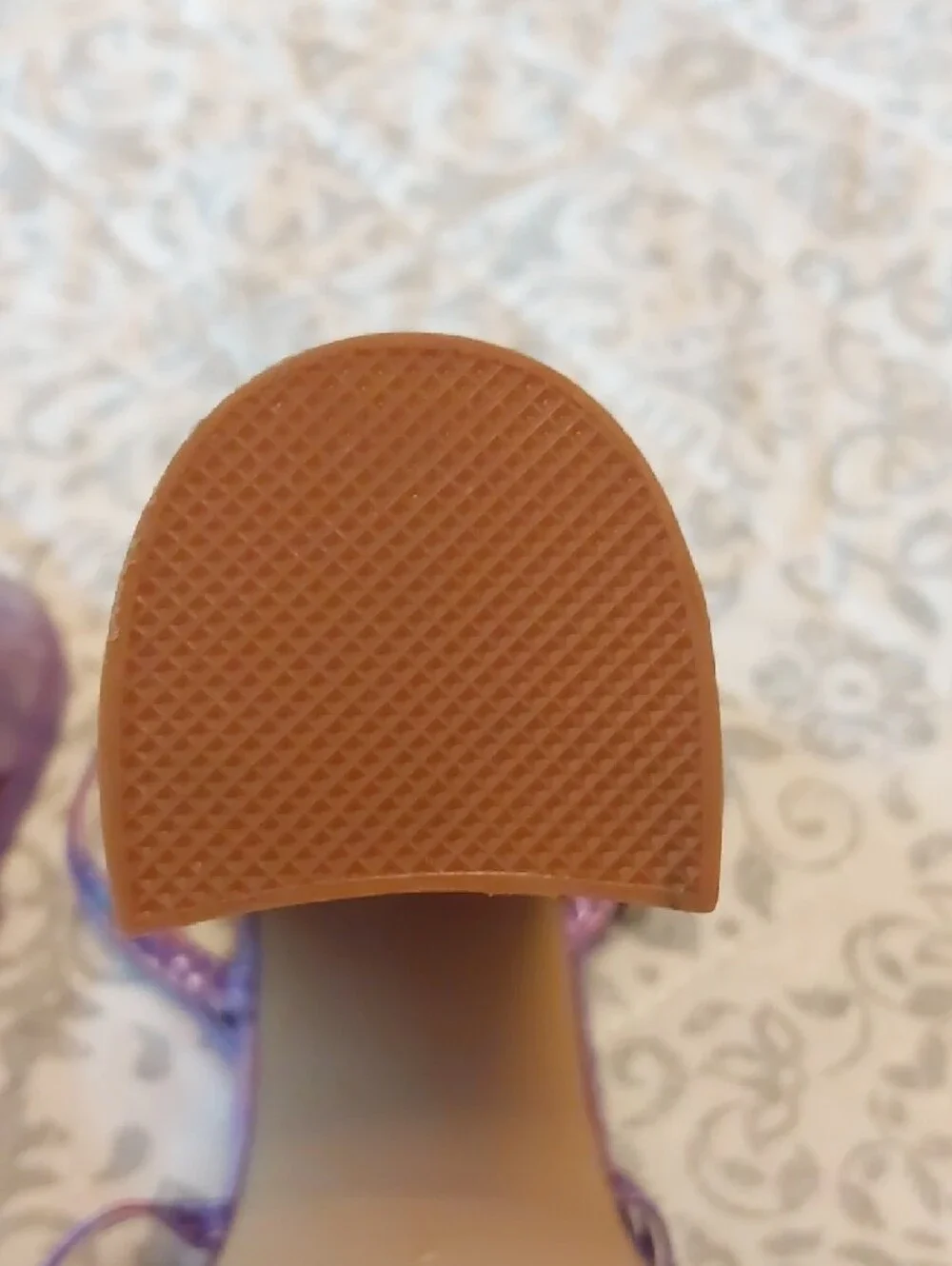Purple Holographic Platform Heeled Sandals with Ankle Strap